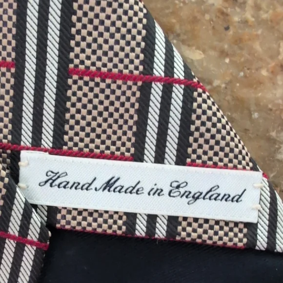 Burberry Checkered Silk Tie in Black, Red, and White - Picture 4 of 7